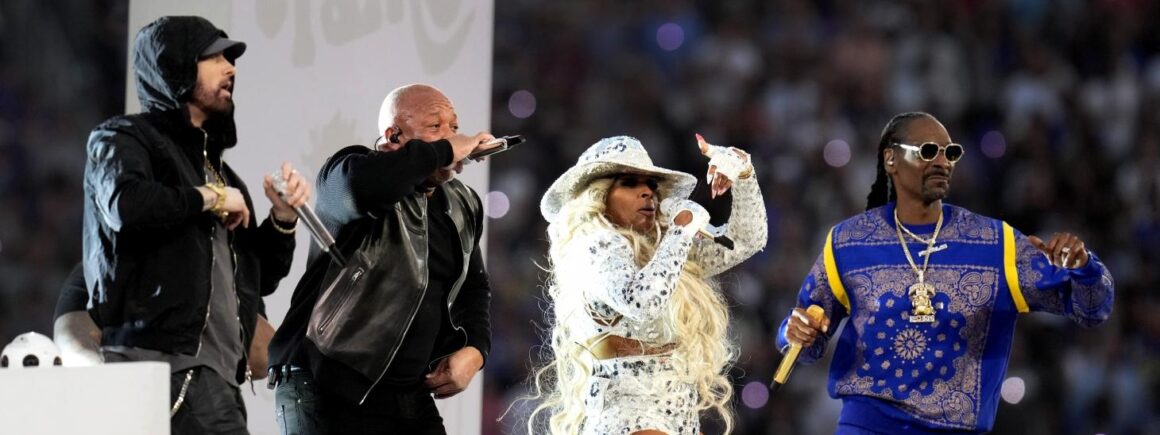 Dr Dre, Eminem, Kendrick Lamar, Mary J-Blige, Snoop Dogg et même 50 Cent ont enflammé la mi-temps de la finale du Superbowl 2022