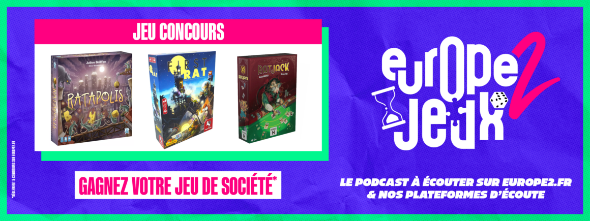 Écoutez le podcast Europe 2 Jeux et gagnez vos boites de jeux sur le thème des rats !
