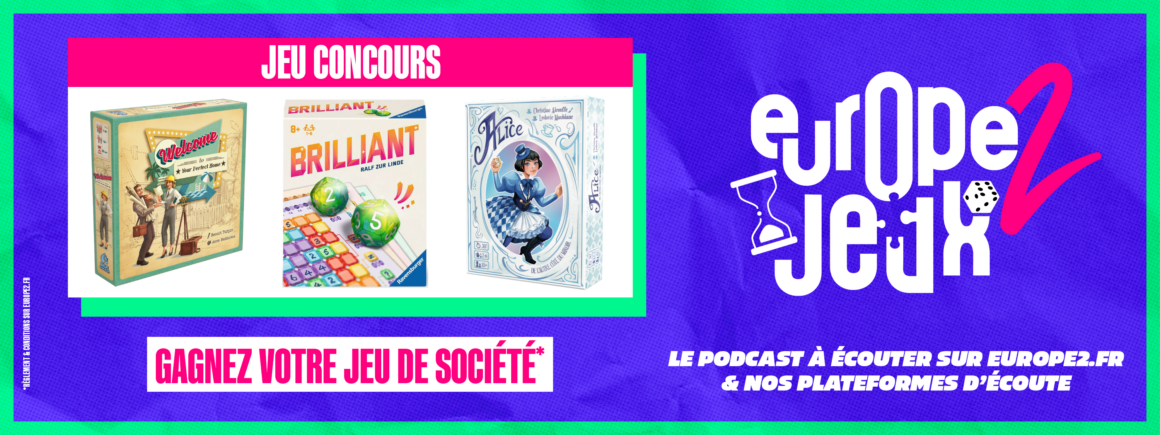 Écoutez le podcast Europe 2 Jeux et gagnez vos boites de jeux de roll and write !